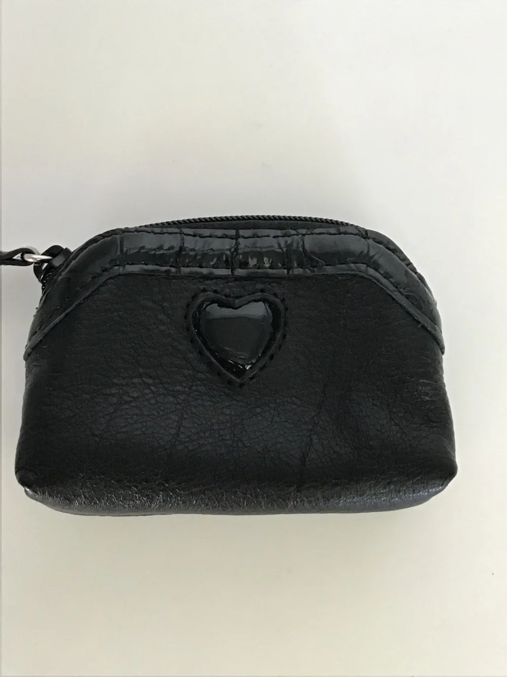 Brighton Black Leather Heart Accent Coin Pouch